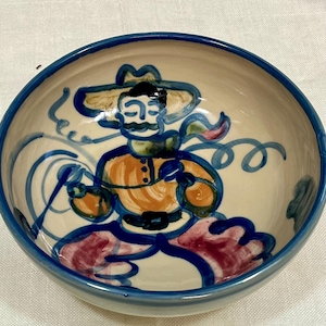 M A Hadley 8” Roundup Cowboy Scene  Bowl-pasta /serving Southwest-Texas Cowboy-Neiman Marcus 1940's-Pottery