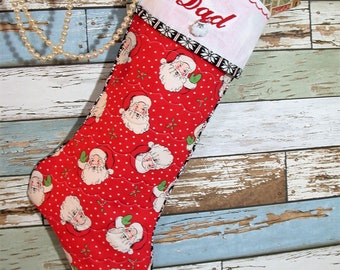 Red-Christmas Stockings, Personalized Stockings, Family Stockings, Embroidered Stocking, Monogrammed Red- Santa