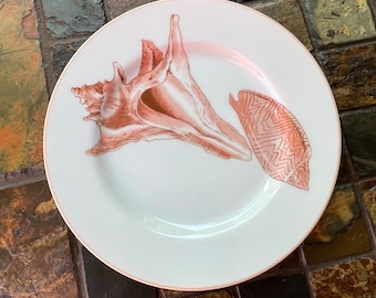 1976 Porcelain 7.5" Fitz & Floyd Coquille Salad Plate(s)Seashell plate -Ocean plates