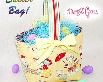 Spring -EASTER Basket Yellow Red Retro Little Red Red Ridding Hood Alice in Wonderland Tula Pink Snails