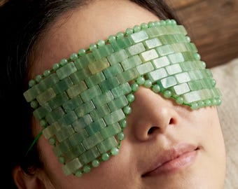 Natural Jade Stone Eye Mask, Cooling Gemstone Sleep Mask, Weighted Healing Crystal Mask, Self Care Gift