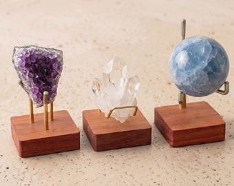 Supporto regolabile per l'esposizione di minerali, porta sfere di cristallo, base in legno per gruppi di geodi, cavalletto per esemplari, regalo unico per collezionisti di rocce