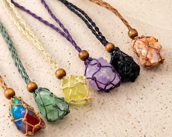 Cordino regolabile per collana, porta pietre vuoto, grande gabbia per cristalli, cordino per pietre preziose grezze di quarzo, cordino intrecciato per collana con ciondolo intercambiabile