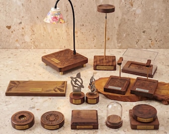 Aangepaste massief houten displaybasis, notenhouten handwerk gegraveerde plint, actiefiguurmodelstandaard, gepersonaliseerd exemplaarplatform, luxe cadeau