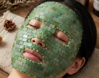 Cooling Gemstone Facial Mask, Jade Crystal Eye Mask, Amethyst Rose Quartz Sheet Mask, Sustainable Sleep Blindfold, Meditation Gift