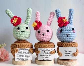 Adorable Crochet Bunny in Pot,Amigurumi Bunny Plant,Emotional Support Gift,Little Reminder Gift,Birthday Gift for Kids,Cute Desk Decor