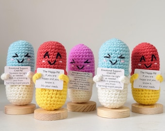Funny Crochet Pill,Emotional Support Pill,Crochet Stuffed Pill,Stress Relief,Mother's Day Gift,Bulk Gift for Friend/Family/Colleague/Team