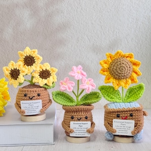 Adorable Handmade Crochet Sunflowers/Forget me not Flowers,Emotional Support Plant,Thank you Gifts,Gift for Team/Colleagues/Teachers/Friends