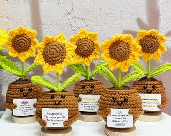 Handmade Crochet Sunflowers,Desk Decor,Thank you Gift,Christmas Gift,Love you Mom,Birthday Gift for Mom,Warm Gift for Mother/Aunt/Grandma
