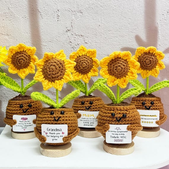 Handmade Crochet Sunflowers,Desk Decor,Thank you Gift,Mother's Day