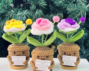 Adorable Crochet Rose with buds,Handmade Crochet Flowers,Emotional Support Plant,Crochet Decor,Crochet Roses,Christmas Gift,Rose Gifts