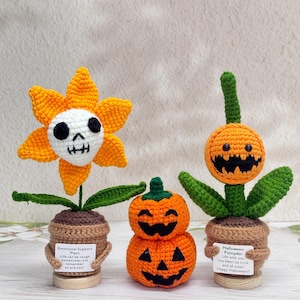 Halloween Crochet Ghost/Pumpkin Potted Plant,Crochet Pumpkin,Emotional Support Plant,Halloween Pumpkin Decor,Halloween Gift,Halloween Favors