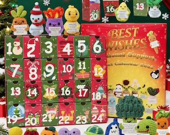 24 Days Countdown Christmas Box:24Pcs Crochet Vegetables/Fruit/Animals,Emotional Support Advent Calendar 2026,Christmas Gift,Countdown Gifts