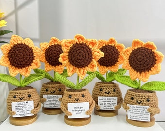 Personalized Cute Handmade Crochet Sunflowers-Thank you Gifts-Valentines Day gift-Thanksgiving gift-Gift for Team/Colleague/Teachers/Friends