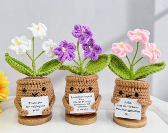 Cute Handmade Crochet Forget me nots-Emotional Support Plant-Thank you for Gifts-Anniversary Gifts-Gift Ideas for woman-Crochet Desk Decor