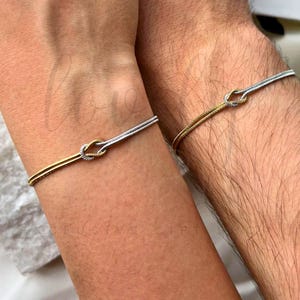 Love knot bracelet set, Matching bracelet for couple, Snake chain, His and Her gifts, Long Distance
