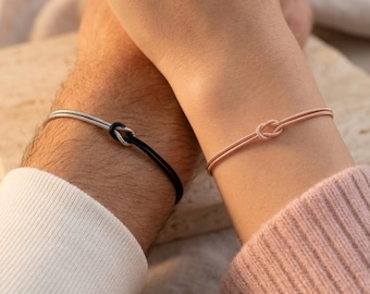 Set di braccialetti con nodo, braccialetti coordinati per coppia, catena di gioielli impermeabile, regali per lui e per lei, a distanza