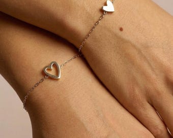 Braccialetto a cuore abbinato, regalo per la migliore amica, mamma e figlia, gioielli per la famiglia, regalo per San Valentino.