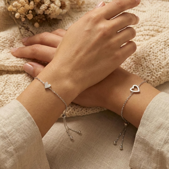 Matching heart bracelet Bestfriends Mama daughter Gift Family jewelry friends gift for Valentine