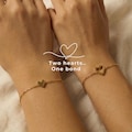 Two hearts one bond Mom daughter bracelet set Gift Gold Hearts matching Family jewelry Friends Present for Birthday product logo