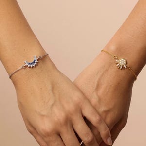 Guldmatchande armband solmåne present BFF-armband Hans och hennes par Meningsfulla smycken för syster