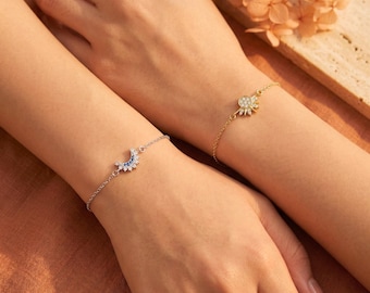 Pulseras de hermanas a juego, regalo de sol y luna, pulsera BFF para él y para ella, joyas significativas para parejas para San Valentín