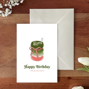 Matcha Geburtstagskarte | Ich Mag Dich Sehr Matcha | Leinenoptik | Niedliche Matcha-Liebhaber-Karte | Matcha Ästhetisches Geschenk | Für Matcha-Liebhaber
