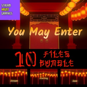 Exquisite Oriental Pagoda Twitch Stream Overlay Scenes | Far East Asian Animation with Lanterns & Whooshes Sound | 10 Files