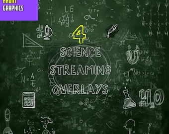 Animated Streaming Science Package Stream Deck Backgrounds Overlays Bundle: Start, BRB, End, Offline
