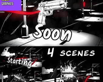 Noir Ink Twitch Stream Overlay: Animated Status Scenes (MP4)