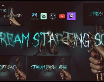 Horror Stream Overlay Animation | Demon Jump Scare Video Background Scary Hallway Cross Effect