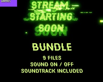 Cyberpunk Glitch Twitch Stream Scenes: Animated Overlay Bundle