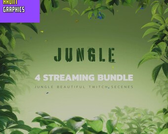 Jungle Twitch Overlay Animation Bundle: Funny Expedition Scenes