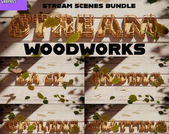 Woodworking - Themed Animated Twitch Streaming Kit Scenes Bundle – 5 Stream Status Animations (MP4, 1920x1080)