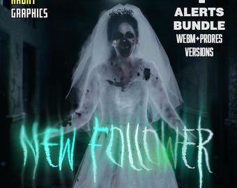Horror Stream Twitch Alerts - 4 Ghostly Animated Alerts Bundle, Spooky Floating Ghosts with Eerie Glow for Streaming