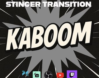 Kaboom Comic Book Transition | Transparent WebM + ProRes | Sound & Silent Versions | Works with OBS, Streamlabs, Final Cut, Premiere