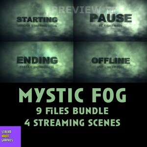 Mystic Fog Horror Twitch Overlay: Animerade stream-introer-paket