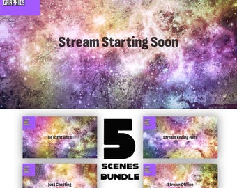 Celestial Stream Overlay Animation Pack: 5 Galaxy Scenes (Digital Download)