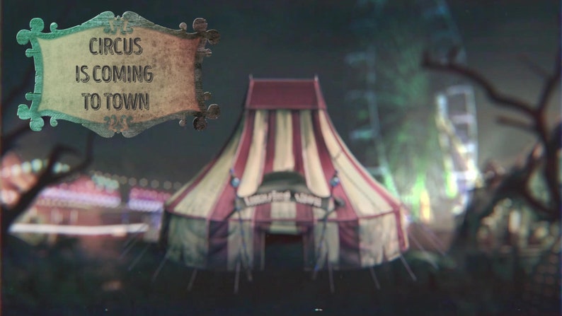Evil Clown Spooky Circus Streaming Overlay Bundle – 4 Animated Scenes with Blurred Circus Tent, Jump Scare Clown, and Eerie Music