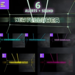 Laser Beam Alerts Bundle: 6 Animated Laser Alert in Glowing Light Style, WebM & ProRes Files, with Sound and Muted Options