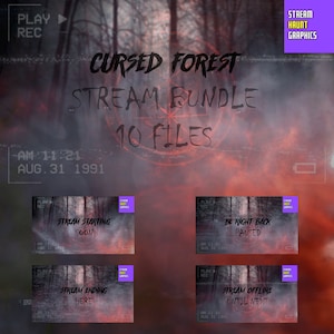 Cursed Forest of the Dead: Horror Stream Overlays 10 files Bundle Animation - Spooky VHS Overlay, Ghostly Whispers, Demonic Signs, and More