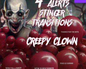 Creepy Clown Animated Stream Alerts & Transition: Horror Theme