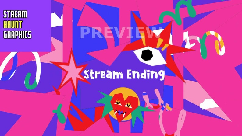 Vivid and Whimsical Twitch Stream Overlay Bundle: Funny Abstract Art ...
