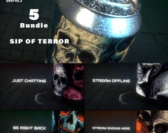 Horror Soda Stream Overlay Animation Bundle: Skull MP4s (Digital Download)