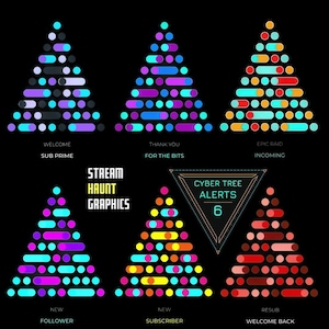 Cyberpunk Christmas Alerts Pack – 6 Animated Stream Alerts w/ Sound, ProRes & WebM, Follower, Sub, Raid, More, Futuristic Xmas Design