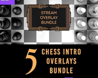Art Deco Chess Stream Overlay: MP4 Animated Screens (Digital Download)