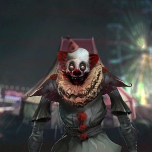 Evil Clown Spooky Circus Streaming Overlay Bundle – 4 Animated Scenes with Blurred Circus Tent, Jump Scare Clown, and Eerie Music