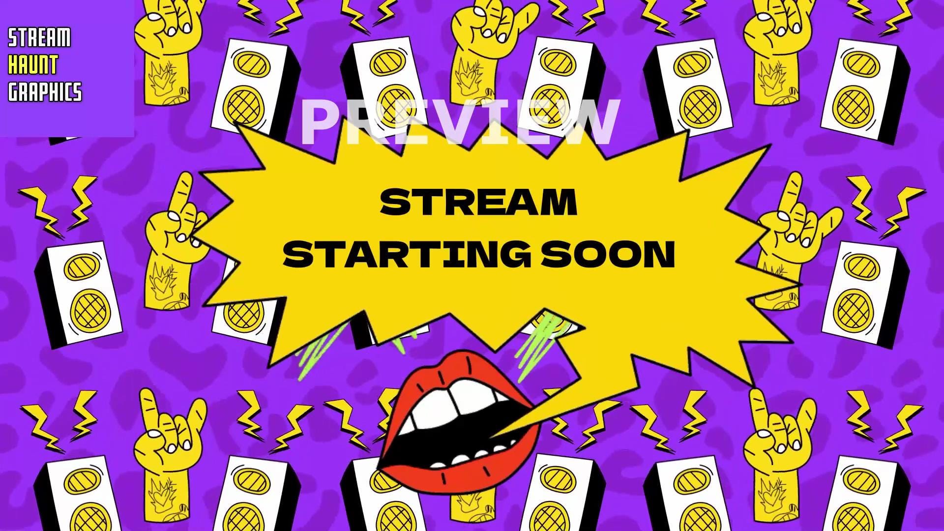Cartoon Twitch Overlay: Rocking Hand & Stars Animation Bundle - Etsy