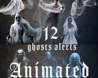 12 Full Screen Ghost Alert Animations – Scalable Paranormal WEBM & ProRes Overlays with Transparent Background for Streams Videos