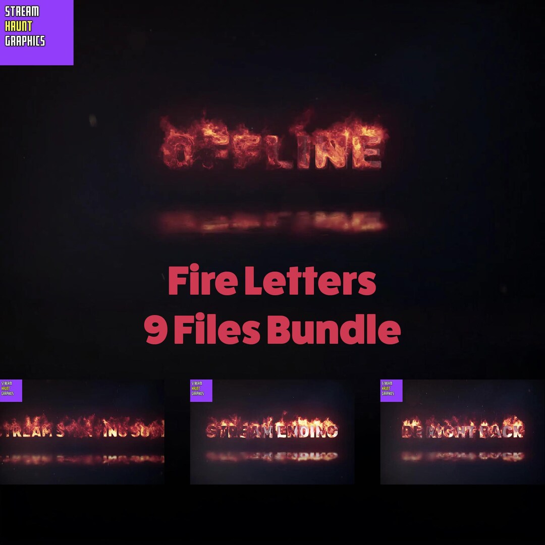 Fire Letters Stream Animation Pack: Looping Status Overlays (MP4) - Etsy